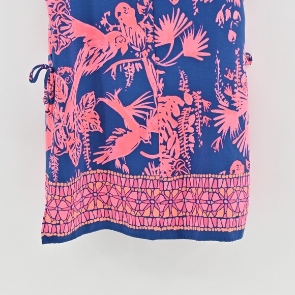 Lilly Pulitzer Donna Romper Sz 10 Indigo Night Caw Blue Pink Sleeveless Playsuit - Picture 15 of 16